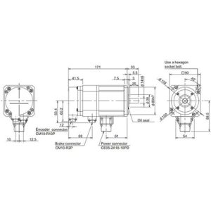 Servo Motor AC Brushless Mitsubishi HF Series HF75BS-A51 750W 4000RPM Freio e Encoder Absoluto IP67 - HF75BS-A51