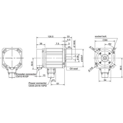 Servo Motor AC Brushless HF Series Mitsubishi Electric HF75S-A48 750W 4000RPM 18-bit IP67 Eixo Reto Servo Motor AC Brushless HF Series Mitsubishi Electric HF75S-A48 750W 4000RPM 18-bit IP67 Eixo Reto - HF75S-A48