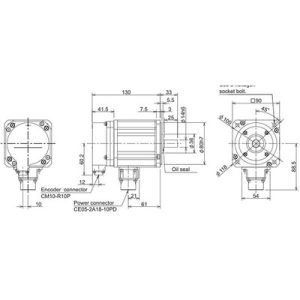 Servo Motor AC Brushless Mitsubishi HF Series HF75S-A51 750W 4000RPM 1.8Nm 200Vac IP67 com Encoder Absoluto - HF75S-A51