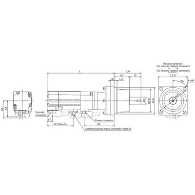 Servo Motor Rotativo AC MELSERVO J4 Mitsubishi Electric HG-KR23BG1 1/20 200W com Freio e Encoder Absoluto 22-bit, Redução 1/20, Flange
