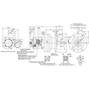 Servo Motor AC Geared Mitsubishi MELSERVO J4 5kW 400V 22-bit com Redutor 1/11 Flangeado - HG-SR5024G1 1/11 - HG-SR5024G1 1/11
