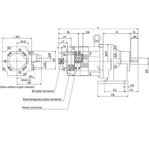 Servo Motor AC Geared MELSERVO J5 Mitsubishi Electric HK-ST502BG1H 1/43 5kW 2000RPM 26-bit Freio IP67 - HK-ST502BG1H 1/43