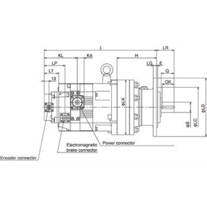 Servo Motor AC Geared MELSERVO J5 Mitsubishi Electric HK-ST702BG1 1/11 7kW 200Vac Freio Encoder 26 bits IP67 - HK-ST702BG1...