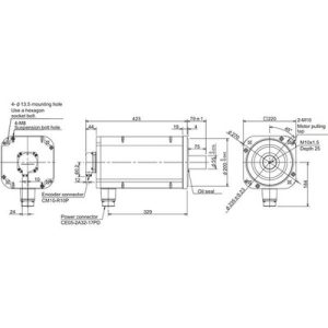 Servo Motor AC Brushless Mitsubishi HP-H1103S Série HP 11kW 3000RPM 35Nm 400V com Encoder Absoluto IP67 HP-H1103S-A51 - HP...