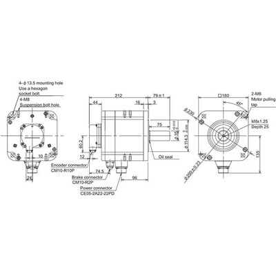 Servo Motor AC Brushless HP Mitsubishi Electric HP-H204BS-A51 2kW 3000RPM Freio e Encoder Absoluto IP67 Servo Motor AC Brushless HP Mitsubishi Electric HP-H204BS-A51 2kW 3000RPM Freio e Encoder Absoluto IP67 - HP-H204BS-A51