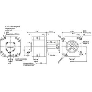 Servo Motor AC Brushless HP Mitsubishi Electric HP-H204S-A51 2kW 3000RPM 6.4Nm 400V com Encoder Absoluto 20-bit IP67 - HP-...
