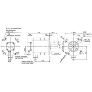 Servo Motor AC Brushless HP Series Mitsubishi Electric HP-H454S-A51 4,5kW 3000RPM 14,3Nm 400V com Encoder Absoluto 20-bit ...
