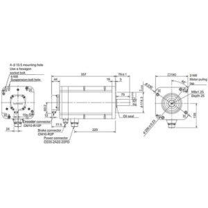 Servo Motor AC Brushless HP Mitsubishi Electric HP-H704BS-A51 7kW 3000RPM Freio e Encoder Absoluto IP67 - HP-H704BS-A51