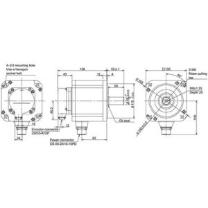 Servo Motor AC Brushless HP Series Mitsubishi Electric HP104S-A51 1kW 3000RPM 3.2Nm 200Vac IP67 com Encoder Absoluto - HP1...