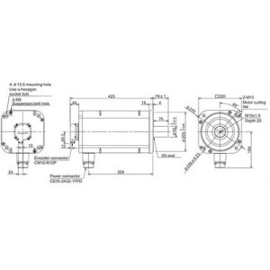 Servo Motor AC Brushless HP Series Mitsubishi Electric HP1103S-A51 11kW 3000RPM 35Nm 200Vac IP67 - HP1103S-A51
