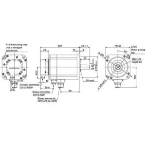 Servo Motor AC Brushless HP Series Mitsubishi Electric HP154BS-A51 1.5kW 3000RPM Freio e Encoder Absoluto IP67 - HP154BS-A51