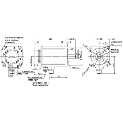 Servo Motor AC Brushless HP Series Mitsubishi Electric HP154BS-A51 1.5kW 3000RPM Freio e Encoder Absoluto IP67 Servo Motor AC Brushless HP Series Mitsubishi Electric HP154BS-A51 1.5kW 3000RPM Freio e Encoder Absoluto IP67 - HP154BS-A51