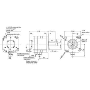 Servo Motor AC Brushless HP Series Mitsubishi Electric HP204BS-A51 2kW 3000RPM Freio e Encoder Absoluto IP67 - HP204BS-A51