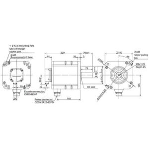 Servo Motor AC Brushless HP Series Mitsubishi Electric HP454S-A51 4,5kW 3000RPM 14,3Nm 200Vac IP67 - HP454S-A51