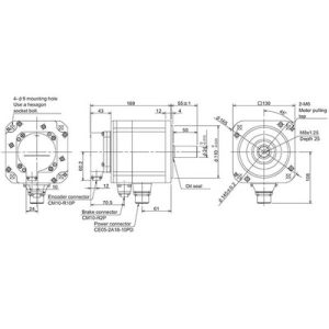 Servo Motor AC Brushless HP Series Mitsubishi Electric HP54BS-A51 500W 3000RPM Freio e Encoder Absoluto IP67 - HP54BS-A51