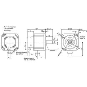 Servo Motor AC Brushless Mitsubishi HP54S-A51 500W 3000RPM 1.6Nm 200Vac IP67 Eixo Reto com Encoder Absoluto - HP54S-A51