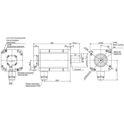 Servo Motor AC Brushless HP Series Mitsubishi Electric HP704S-A51 7kW 3000RPM 22.3Nm 20-bit IP67 Servo Motor AC Brushless HP Series Mitsubishi Electric HP704S-A51 7kW 3000RPM 22.3Nm 20-bit IP67 - HP704S-A51