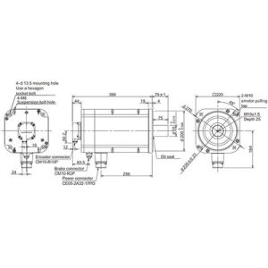 Servo Motor AC Brushless HP Series Mitsubishi Electric HP903BS-A51 9kW 3000RPM Freio e Encoder Absoluto IP67 - HP903BS-A51