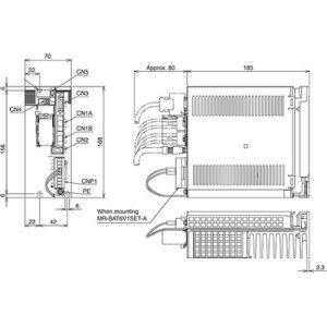Servo Drive AC MELSERVO JE Mitsubishi 1kW/6A 200-240Vac SSCNET III/H Freio Dinâmico e Resistor Regenerativo IP20 - MR-JE-1...