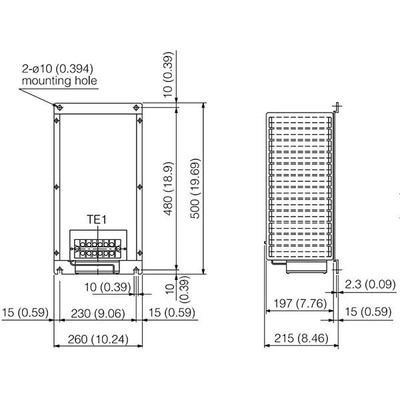 Unidade de Regeneração Opcional MELSERVO J3 Mitsubishi Electric MR-RB136-4 (MR-J3-DU) 500x260x215mm — SKU MR-RB136-4