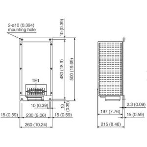 Unidade de Regeneração Opcional MELSERVO J3 Mitsubishi Electric MR-RB138-4 (MR-J3-DU) 500x260x215mm — SKU MR-RB138-4