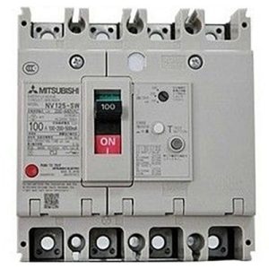 Disjuntor Caixa Moldada (MCCB) com DR Mitsubishi WS-V NV-S 4P 63A 30mA 30kA - NV125-SV4P63A30 - NV125-SV4P63A30