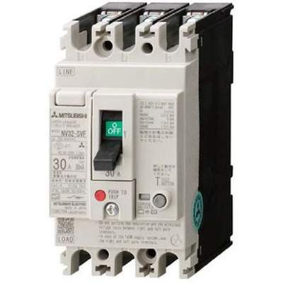 Disjuntor Caixa Moldada (MCCB) com DR Mitsubishi NV-S 3P 15A 100mA 5kA - NV32-SVF3P15A100 Disjuntor Caixa Moldada (MCCB) com DR Mitsubishi NV-S 3P 15A 100mA 5kA - NV32-SVF3P15A100 - Mitsubishi Electric - NV32-SVF...
