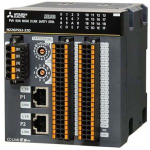 Unidade de Entrada Digital Remota de Segurança CC-Link IE Field NZ2GF Mitsubishi Electric 32 Entradas 24Vdc Bornes Mola NZ2GFSS2-32D — SKU