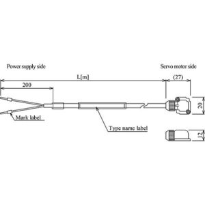 Cabo de Freio Eletromagnético para Servo Motor Mitsubishi Electric HF-KP/MP 10m IP65 Conector Angular + Pontas Livres SC-B...
