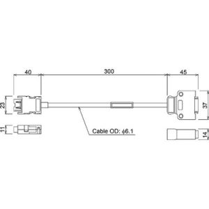 Cabo Conversão de Sinal para Amplificador MR-J2/J4 Mitsubishi Electric SC-J2SJ4ENC03M 30cm - SC-J2SJ4ENC03M