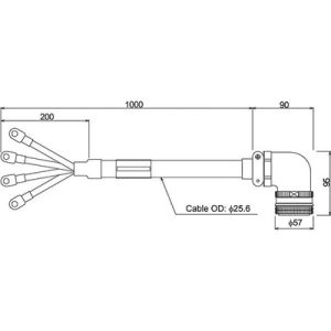 Cabo de Alimentação para Servo Motor HC-LFS/MR-J2S Mitsubishi 1m com Conectores SC-J2SJ4PW3C1M-A1 - SC-J2SJ4PW3C1M-A1