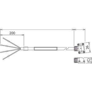Cabo de Força Servo Motor Mitsubishi HG/HF 7m Blindado Conectores SC-PWS3CBL7M-A2-H Alta Flexão - SC-PWS3CBL7M-A2-H