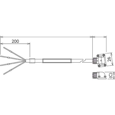 Cabo de Força Servo Motor Mitsubishi HG/HF 7m Blindado Conectores SC-PWS3CBL7M-A2-H Alta Flexão Cabo de Força Servo Motor Mitsubishi HG/HF 7m Blindado Conectores SC-PWS3CBL7M-A2-H Alta Flexão - Mitsubishi Electric - SC...