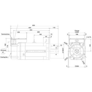 Motor Spindle Mitsubishi Electric Série SJ-V 11kW 400V com Encoder Absoluto, Eixo Reto, 1500rpm, Montagem Flange 204x204mm...