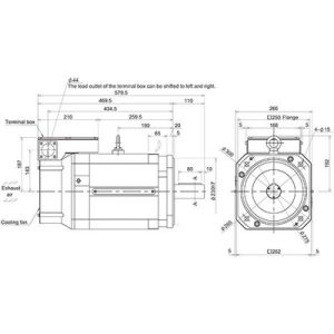Motor Spindle Mitsubishi Electric Série SJ-V, 9kW, 750rpm, Eixo Reto, Encoder Absoluto, Flange 250x250mm, IP44, 400Vac, SJ...