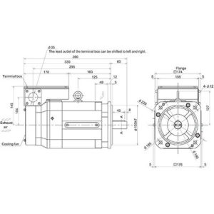 Motor Spindle Mitsubishi SJ-V 3.7kW 400V com Encoder Absoluto 1500RPM 14Nm IP44 SJ-4-V3.7-03T(F) - SJ-4-V3.7-03T(F)