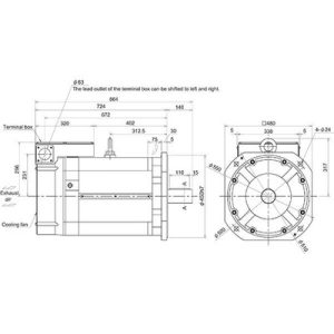 Motor Spindle Mitsubishi Electric SJ-V Série 55kW 400Vca 1150rpm Eixo Reto Encoder Absoluto IP44 SJ-4-V55-03T - SJ-4-V55-03T