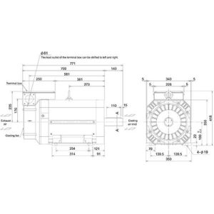Motor Spindle Mitsubishi Electric Série SJ-V 22kW 500RPM Eixo Reto com Encoder Absoluto IP44 SJ-V22-09ZT(M) - SJ-V22-09ZT(M)