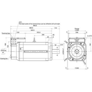 Motor Spindle Mitsubishi Electric Série SJ-V, 26kW, 1500rpm, 140Nm, Eixo Reto, Encoder Absoluto, Flange 250x250mm, IP44, 2...