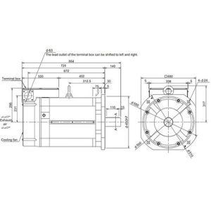 Motor Spindle Mitsubishi Electric Série SJ-V 55kW 200Vca 1150RPM 374Nm Eixo Reto Encoder Absoluto IP44 SJ-V55-01ZT(F) - SJ...