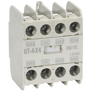Bloco de Contato Auxiliar Clip-on Mitsubishi Electric UT-AX4 3NA+1NF UT-AX4 3a1b — SKU UT-AX4 3a1b — Equivalent to UT-AX43A1B