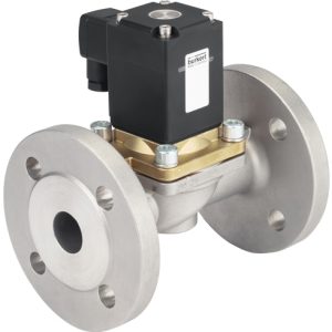 Válvula Solenoide Burkert Tipo 0290 2/2 Vias Normalmente Fechada Aço Inox Flange 1" - 350975 — SKU 350975 - 350975