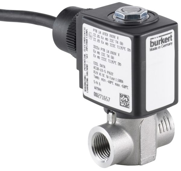 Válvula Solenoide Servo 2/2 vias Burkert Tipo 6240 NC G1/2 Aço Inox 24V - SKU 390979